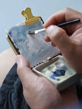 Mini Drăguț Ceramice Paleta De Culori De Călătorie În Aer Liber Schiță Instrument Portabil Sketchpad Art Instrument De Desen Ceramică Lucrate Manual De Arta Cadouri