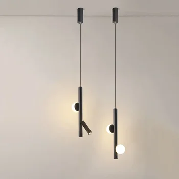 Minimalist Creative Negru Pandantiv cu LED-uri Lumina de Decor Acasă Noptieră lumina Reflectoarelor Lectură Lampă de Agățat pentru Dormitor, Living Sufragerie Bar