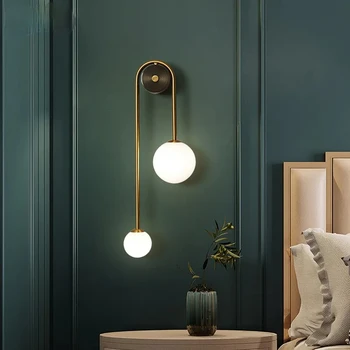 Modern Lampă de Perete de Sticlă Mingea Abajur CONDUS de Aur Home Decor Camera de zi Dormitor de Iluminat Interior Tranșee Nordic corp de Iluminat cu Lumina