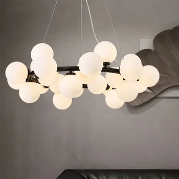 Moderne cu LED-uri Rotunde Candelabru de Sticlă Balonul de Aur Negru Pandantiv Lampă Restaurant Living Bucatarie Inel Decor Acasă Corpuri de Iluminat
