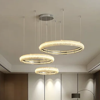 Moderne de Lux Candelabru de Cristal de Lumină Chrome de luat Masa Cameră de Hotel, Sala Living Lampă de Agățat Lumini Plafon pentru Dormitor