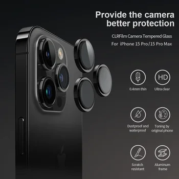 NILLKIN pentru iPhone15 Pro/15 Pro Max/15Plus/15 CLRFilm Camera Temperat Lentile de Sticlă rezistent la apa folie de protectie cadru din aliaj de Aluminiu
