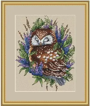 Owl în Flori 25-30 cruciulițe Ecologice Fir de Bumbac Broderie Acasă Decor Agățat de Pictura