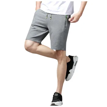 Pantaloni Scurți De Marfă Talie Elastic Se Potrivesc Vrac Subțire Buzunare Uza Poliester Culoare Solidă De Vară De Fitness, Plajă Sweatpant