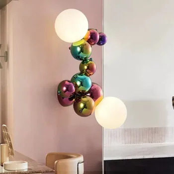 Postmodern minge de sticlă lampă lampă de perete Neregulat Magic Bean italiană lumina Creative, pline de culoare din Oțel decorare dormitor de lux lumina