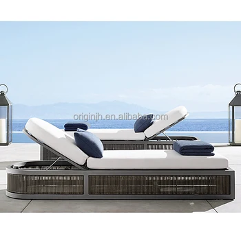 Rattan țesut toate-vreme piscină de relaxare pat de zi mobilier de soare în aer liber r din aluminiu