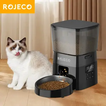 ROJECO Automată Pet Feeder Butonul Versiunea Auto Cat Food Dispenser Accesorii Inteligente de Control Pet Feeder Pentru Pisici Câini Hrană Uscată