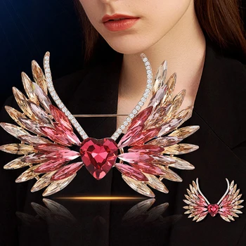Romantic în Formă de Inimă Brosa pentru Femei de Lux Placat cu Aripi Broșe Haine de Femei insigne, Bijuterii Cadou pentru Prietena Noua