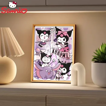Sanrio Hello Kitty Anime Led Pictura Decor Rama Foto De Desene Animate Lumina De Noapte Kuromi Fata De Camera De Decorare Ziua De Nastere Copil Cadou