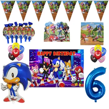 Sonic Consumabile Partid Ziua de nastere 4 5 6 7 Baloane Set de Hartie de unica folosinta Tacamuri de Tort Fân Joc Fundaluri Jucarii pentru Copii