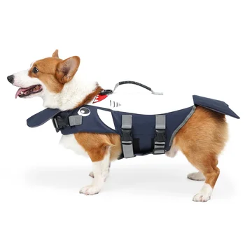 Viață de câine Jacheta de Desene animate Rechin Model animal de Companie Plutire Vestă de Siguranță Reglabile costum de Baie cu Salvare Mâner și Inel D