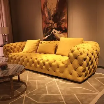 Vila stil Italian creative trageți butonul canapea stil American lumina din piele de lux, living cu canapea de uz casnic de mici designer