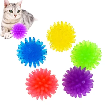 12x Jucării Pisica Întinde Minge de Plus Jucarie Minge Colorată și Interactivă Țepos Jucărie de ros