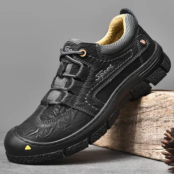 Barbati Pantofi Casual Din Piele De Moda Pentru Bărbați Adidași Pentru Drumeții Pantofi Non-Alunecare De Pe Hard-Poartă Pantofi