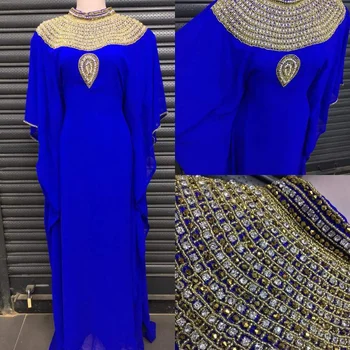 Caftan Farasha Albastru Regal Rochie Moroccon Arab Abaya Jalabia Ms Crearea Indian Îmbrăcăminte