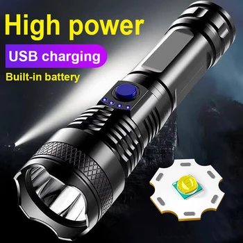 Mai nou Lanterna Reincarcabila Cu 3 Moduri USB Puternic Lanterna Tactice LED de Mare Putere Lanterna Built-in Baterie Lampă de Mână cu Felinar